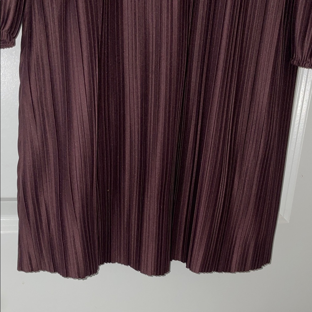 Black Tape Long Sleeve Dress in Rich Burgundy - Picture 5 of 11